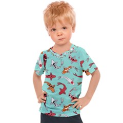 Pattern With Koi Fishes Kids  Sports Tee