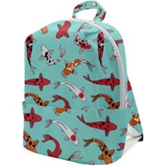 Pattern With Koi Fishes Zip Up Backpack