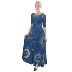 Seamless Galaxy Pattern Half Sleeves Maxi Dress by BangZart