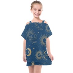 Seamless Galaxy Pattern Kids  One Piece Chiffon Dress by BangZart