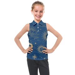 Seamless Galaxy Pattern Kids  Sleeveless Polo Tee