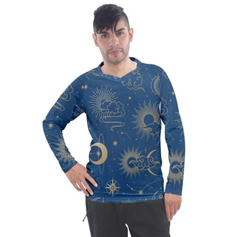 Seamless Galaxy Pattern Men s Pique Long Sleeve Tee by BangZart