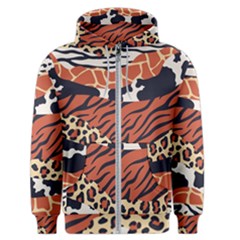 Mixed Animal Skin Print Safari Textures Mix Leopard Zebra Tiger Skins Patterns Luxury Animals Texture Men s Zipper Hoodie by BangZart