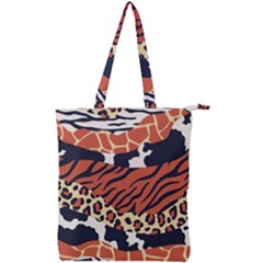 Mixed Animal Skin Print Safari Textures Mix Leopard Zebra Tiger Skins Patterns Luxury Animals Texture Double Zip Up Tote Bag by BangZart