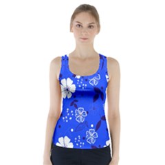 Blooming Seamless Pattern Blue Colors Racer Back Sports Top by BangZart