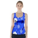 Blooming seamless pattern blue colors Racer Back Sports Top View1