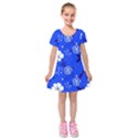 Blooming seamless pattern blue colors Kids  Short Sleeve Velvet Dress View1