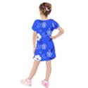 Blooming seamless pattern blue colors Kids  Short Sleeve Velvet Dress View2