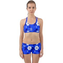 Blooming Seamless Pattern Blue Colors Back Web Gym Set by BangZart