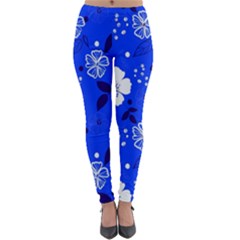 Blooming Seamless Pattern Blue Colors Lightweight Velour Leggings by BangZart