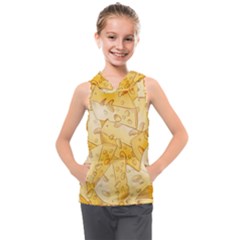 Cheese Slices Seamless Pattern Cartoon Style Kids  Sleeveless Hoodie by BangZart