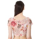 Beautiful seamless spring pattern with roses peony orchid succulents Short Sleeve Crop Top View2