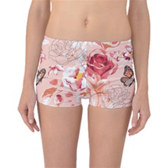 Beautiful Seamless Spring Pattern With Roses Peony Orchid Succulents Boyleg Bikini Bottoms by BangZart