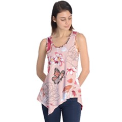 Beautiful Seamless Spring Pattern With Roses Peony Orchid Succulents Sleeveless Tunic by BangZart