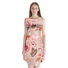 Beautiful Seamless Spring Pattern With Roses Peony Orchid Succulents Sleeveless Chiffon Dress   by BangZart