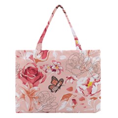 Beautiful Seamless Spring Pattern With Roses Peony Orchid Succulents Medium Tote Bag by BangZart