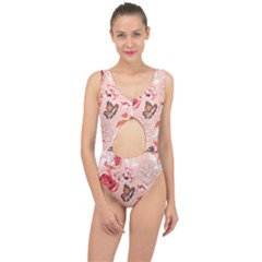 Beautiful Seamless Spring Pattern With Roses Peony Orchid Succulents Center Cut Out Swimsuit by BangZart