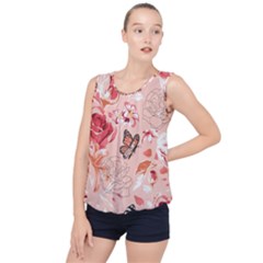 Beautiful Seamless Spring Pattern With Roses Peony Orchid Succulents Bubble Hem Chiffon Tank Top by BangZart