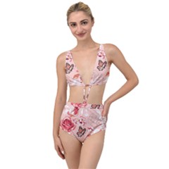 Beautiful Seamless Spring Pattern With Roses Peony Orchid Succulents Tied Up Two Piece Swimsuit by BangZart