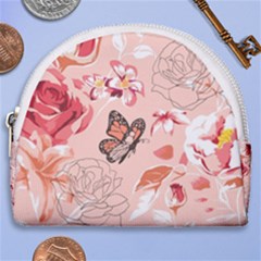 Beautiful Seamless Spring Pattern With Roses Peony Orchid Succulents Horseshoe Style Canvas Pouch by BangZart