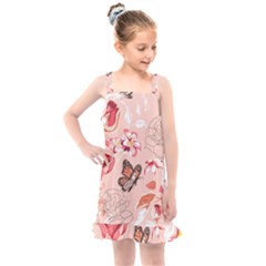 Beautiful Seamless Spring Pattern With Roses Peony Orchid Succulents Kids  Overall Dress by BangZart