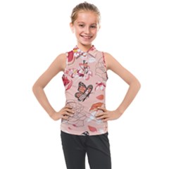 Beautiful Seamless Spring Pattern With Roses Peony Orchid Succulents Kids  Sleeveless Polo Tee