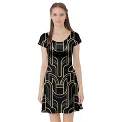 Art Deco Geometric Abstract Pattern Vector Short Sleeve Skater Dress by BangZart