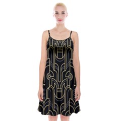 Art Deco Geometric Abstract Pattern Vector Spaghetti Strap Velvet Dress