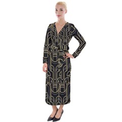 Art Deco Geometric Abstract Pattern Vector Velvet Maxi Wrap Dress by BangZart