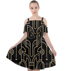 Art Deco Geometric Abstract Pattern Vector Cut Out Shoulders Chiffon Dress by BangZart