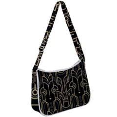 Art Deco Geometric Abstract Pattern Vector Zip Up Shoulder Bag by BangZart