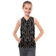 Art Deco Geometric Abstract Pattern Vector Kids  Sleeveless Hoodie by BangZart