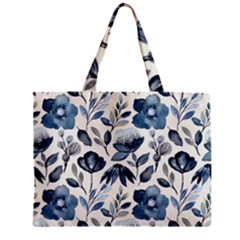 Indigo Watercolor Floral Seamless Pattern Zipper Mini Tote Bag by BangZart