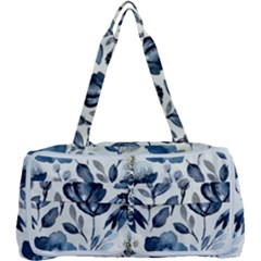 Indigo watercolor floral seamless pattern Multi Function Bag