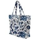 Indigo watercolor floral seamless pattern Zip Up Canvas Bag View1