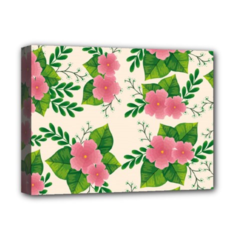 Cute Pink Flowers With Leaves-pattern Deluxe Canvas 16  X 12  (stretched)  by BangZart