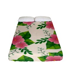 Cute Pink Flowers With Leaves-pattern Fitted Sheet (full/ Double Size) by BangZart