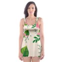 Cute pink flowers with leaves-pattern Skater Dress Swimsuit View1