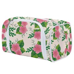 Cute Pink Flowers With Leaves-pattern Toiletries Pouch by BangZart