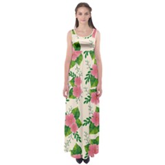 Cute Pink Flowers With Leaves-pattern Empire Waist Maxi Dress by BangZart