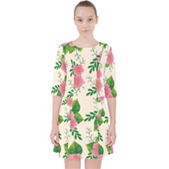 Cute Pink Flowers With Leaves-pattern Pocket Dress by BangZart