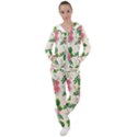 Cute pink flowers with leaves-pattern Women s Tracksuit View1