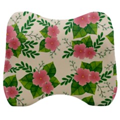 Cute Pink Flowers With Leaves-pattern Velour Head Support Cushion by BangZart