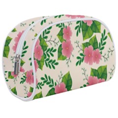 Cute Pink Flowers With Leaves-pattern Makeup Case (medium)