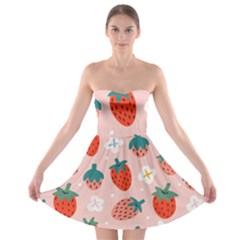 Strawberry Seamless Pattern Strapless Bra Top Dress by BangZart