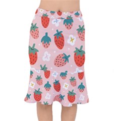 Strawberry Seamless Pattern Short Mermaid Skirt by BangZart