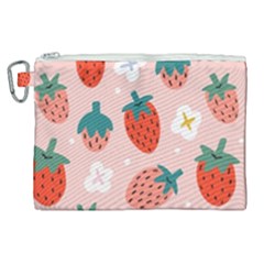 Strawberry Seamless Pattern Canvas Cosmetic Bag (xl) by BangZart