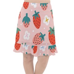 Strawberry Seamless Pattern Fishtail Chiffon Skirt by BangZart