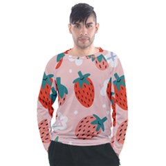 Strawberry Seamless Pattern Men s Long Sleeve Raglan Tee