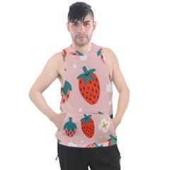 Strawberry Seamless Pattern Men s Sleeveless Hoodie